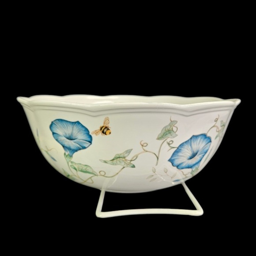 Lenox Butterfly Meadow 9 Inch Round Vegetable‎ Salad Server Bowl Spring Discon